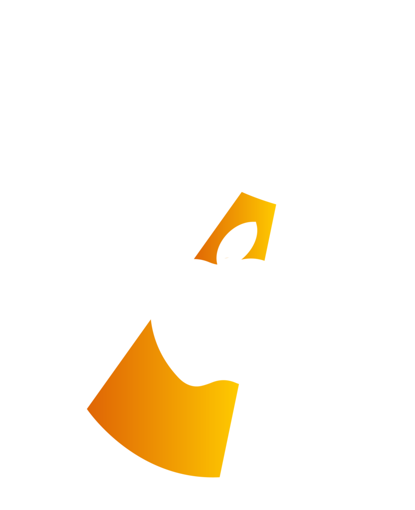 Illustrations blanche avec dégradé de jaune qui réprésente une secoupe volante avec le logo Apple